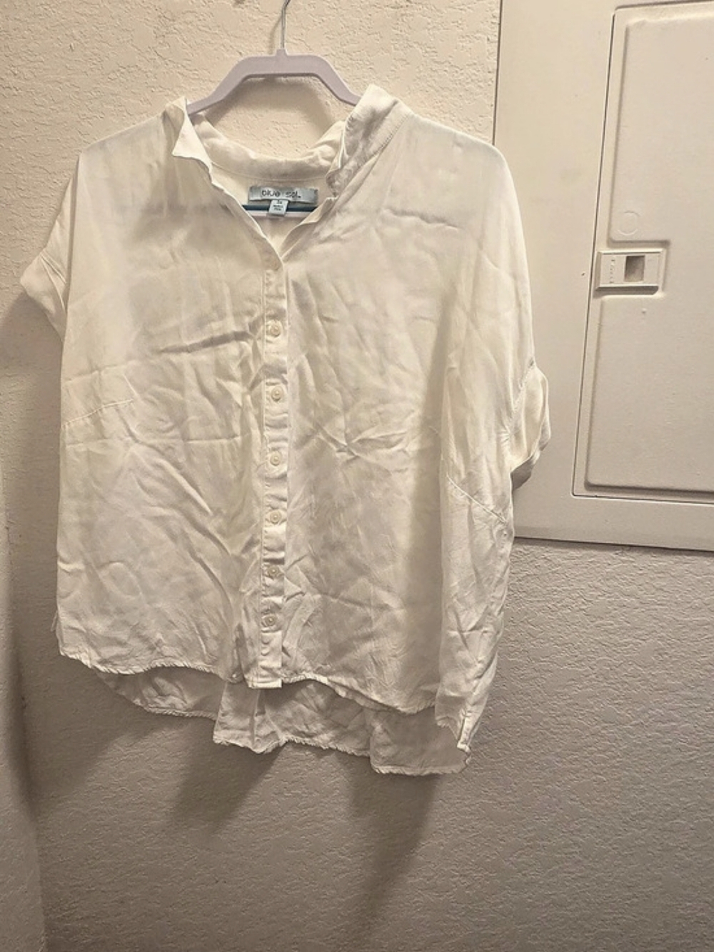 Blue Sol White Button Down Shirt
